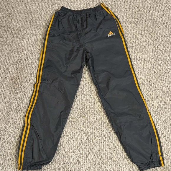 adidas Other - VINTAGE ADIDAS 3 Striped Windbreaker Track Pants Grey & Yellow Orange Men's S